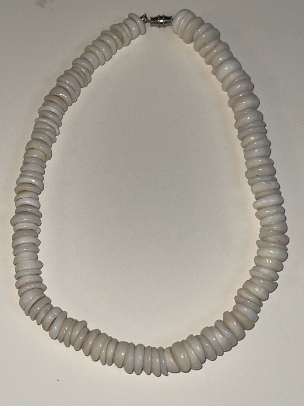 Vtg 70s Puka Shell Necklace Surfer Hawaiian Boho Beach Choker 15” Barrel Clasp